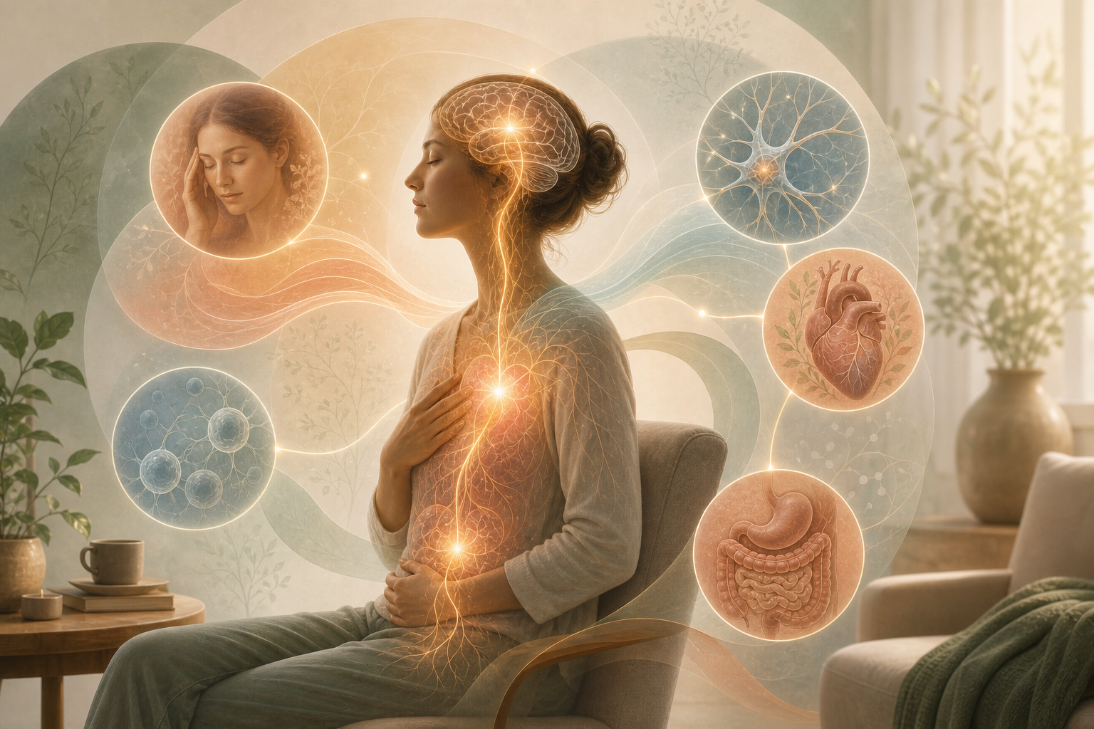 que-es-descodificacion-biologica Ilustración sobre la Biodescodificación y la conexión entre emociones, cerebro y cuerpo