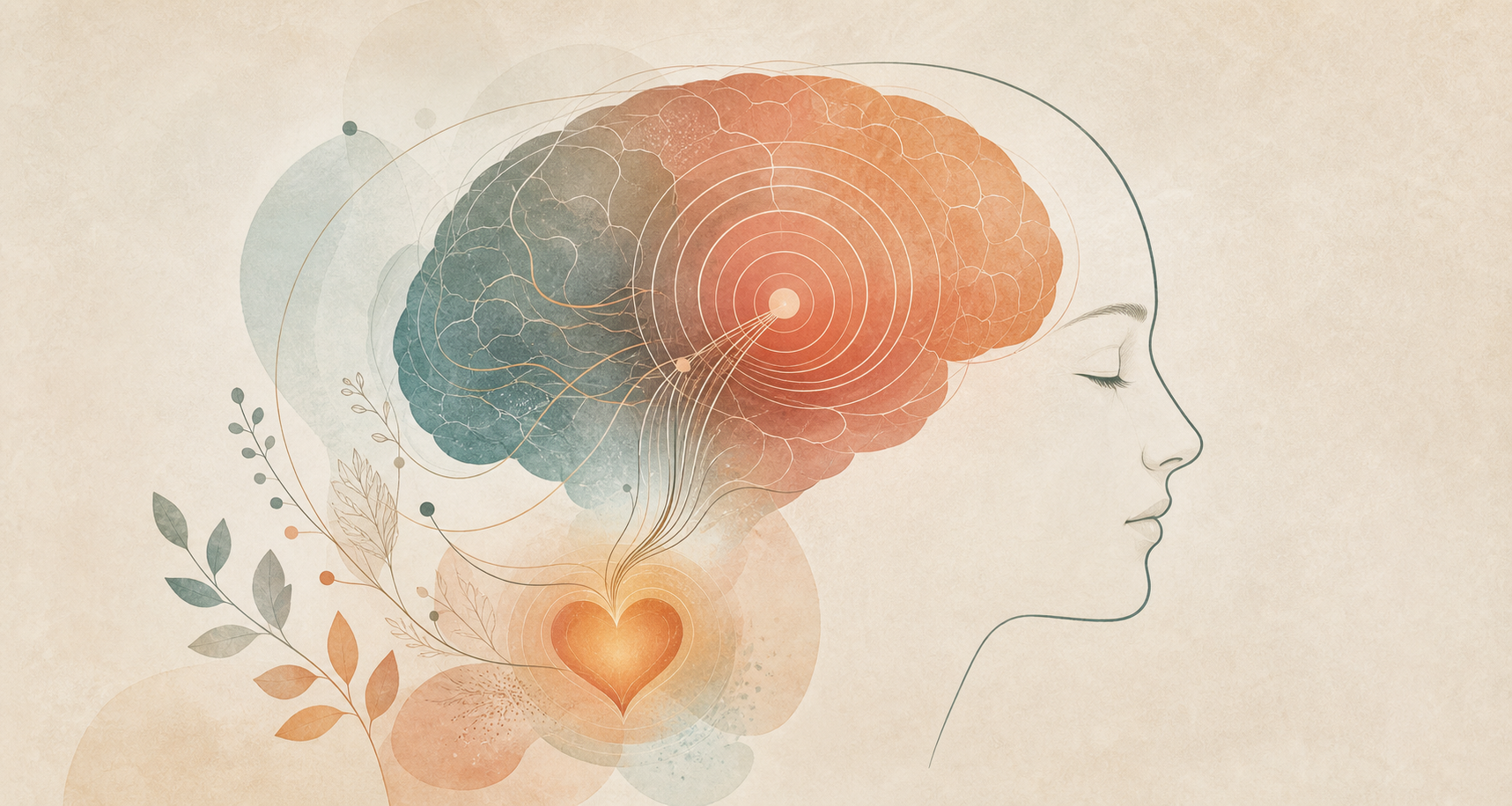 Ilustración editorial sobre los Focos de Hamer y la huella emocional en el cerebro